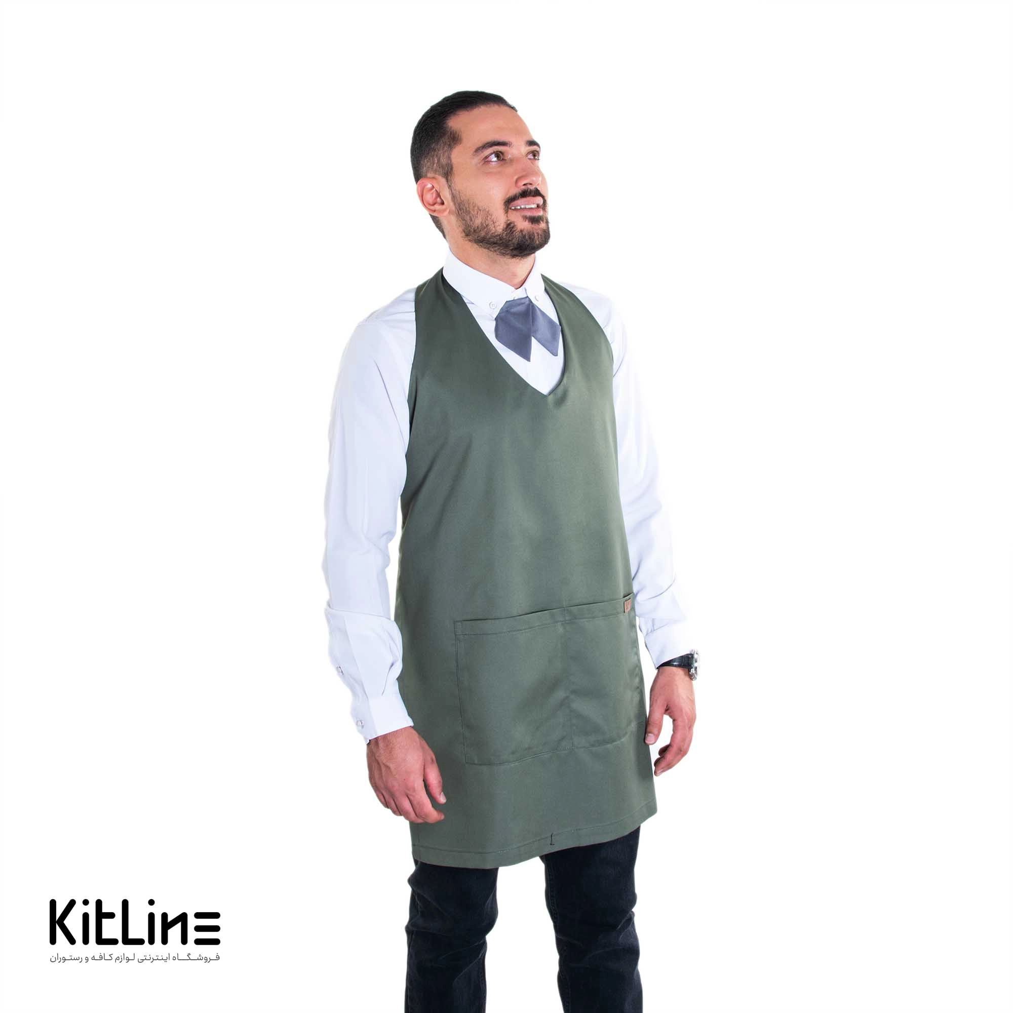 پیشبند کجراه فلامنت یقه هفت زیتونی سارا فرم