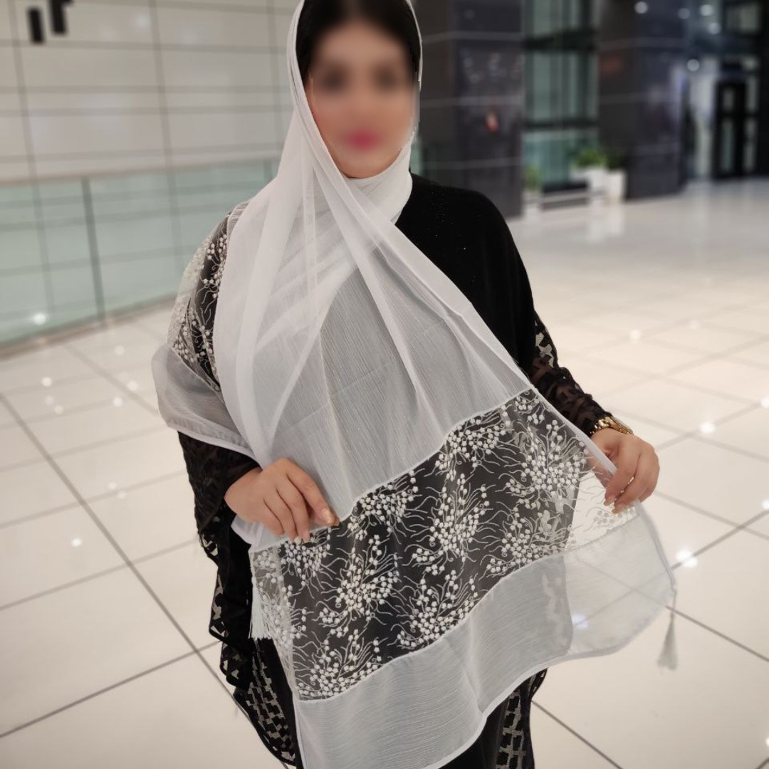 شال شاین دانتل دار مجلسی وارداتی سفید گل دار ارسال رایگان