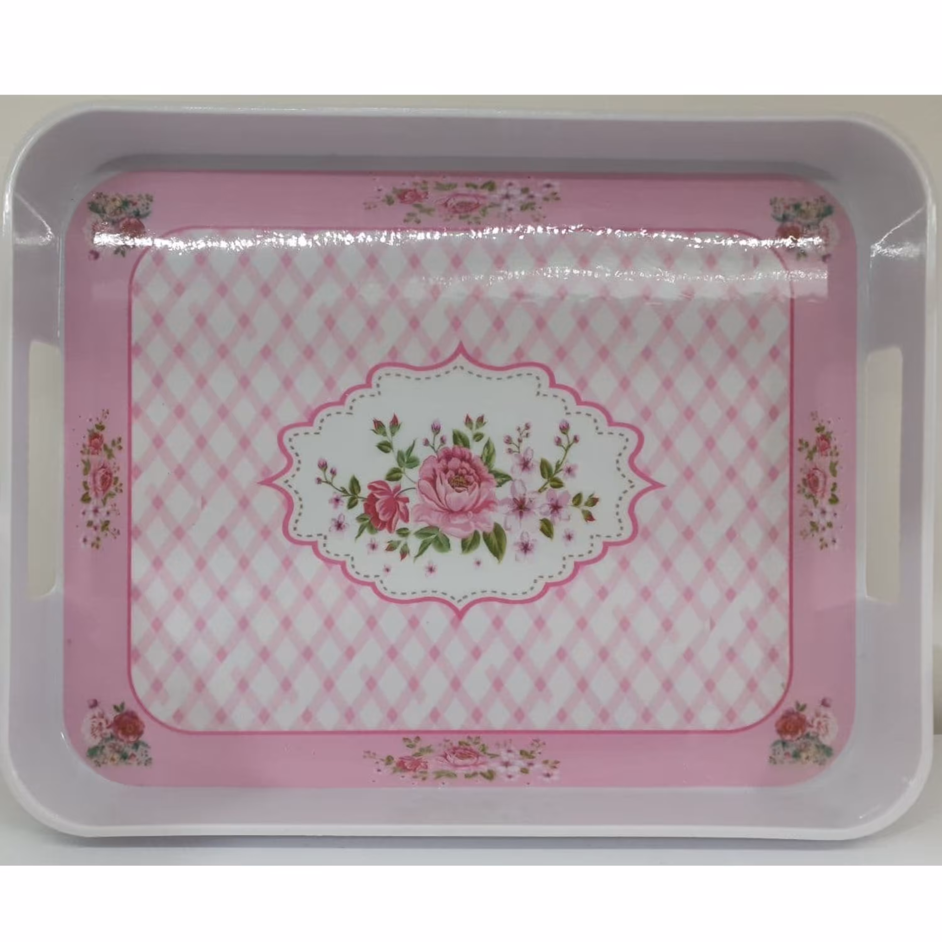 سینی 911مستطیل دسته دار انگلیش هوم پذیرایی جنس ملامین استاندارد محصول برندمهروز