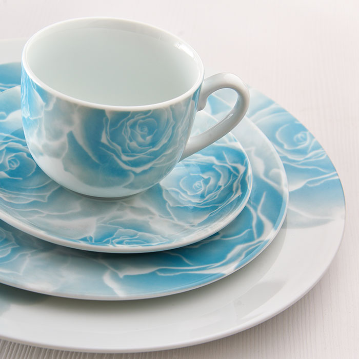 سرویس چینی زرین 12 نفره کامل رزتا آبی (102 پارچه)
