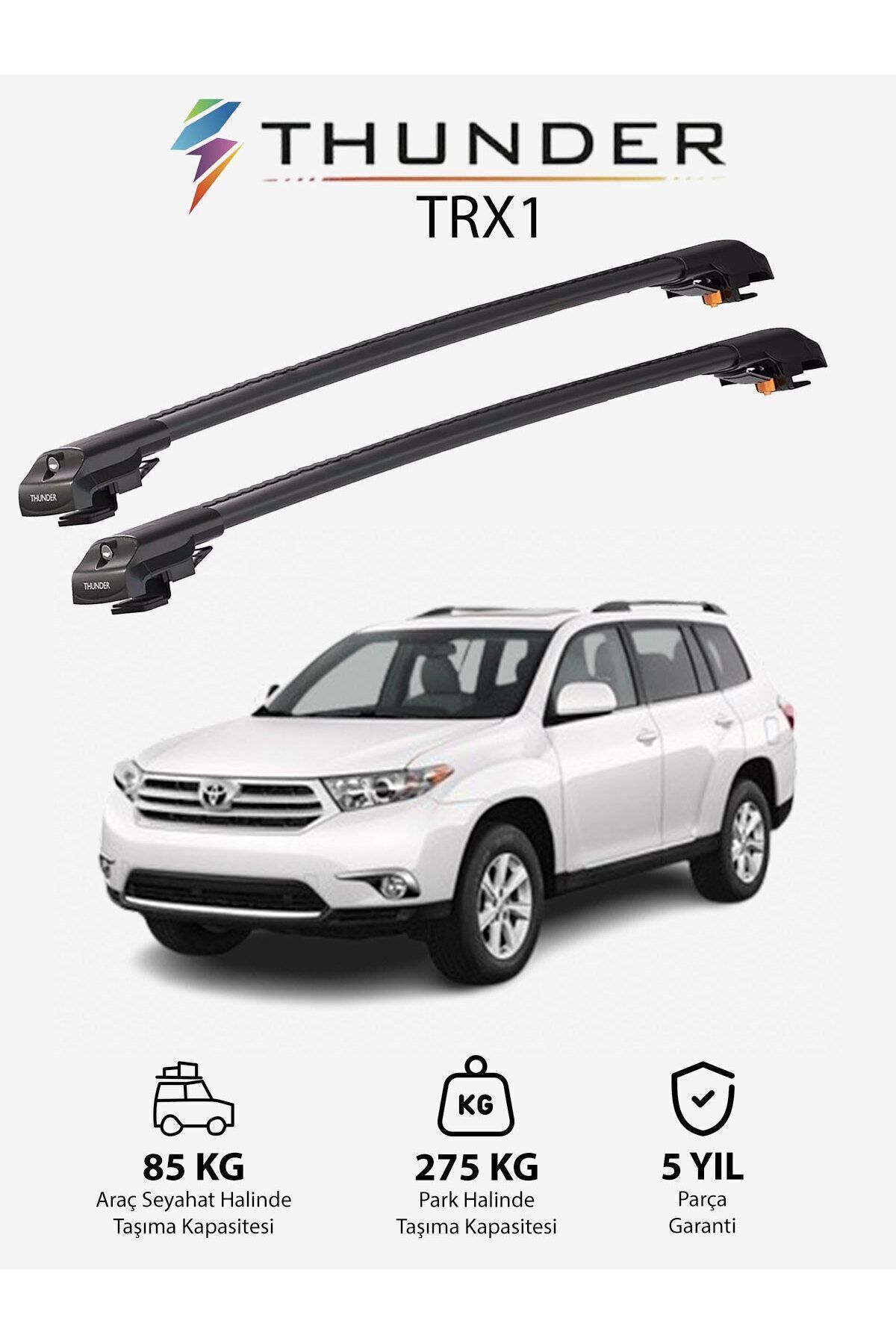نوار محافظ خودرو مشکی TOYOTA HIGHLANDER 2008 2013 TRX1 CARRIER قفل جستجو SEAN CARRIT SUILING BAR سیاه Thunder