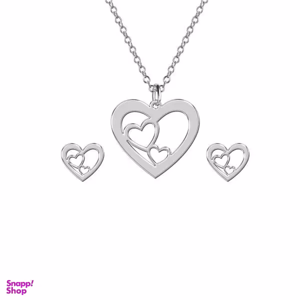 نیم ست نقره زنانه مدل 3 قلب کد 13R