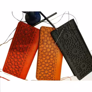 کیف پول چرم طبیعی دستدوز طرح اسلیمی