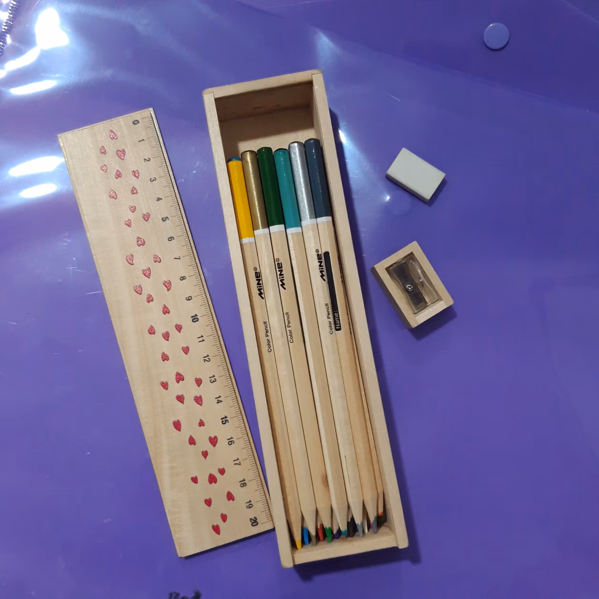 مداد رنگی 24 رنگ جعبه چوبی ماین
