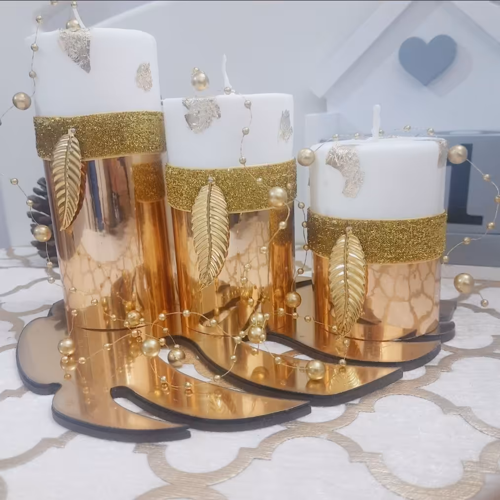 شمع 3عددی تزئنی از ارتفاع 15و13و10سانت