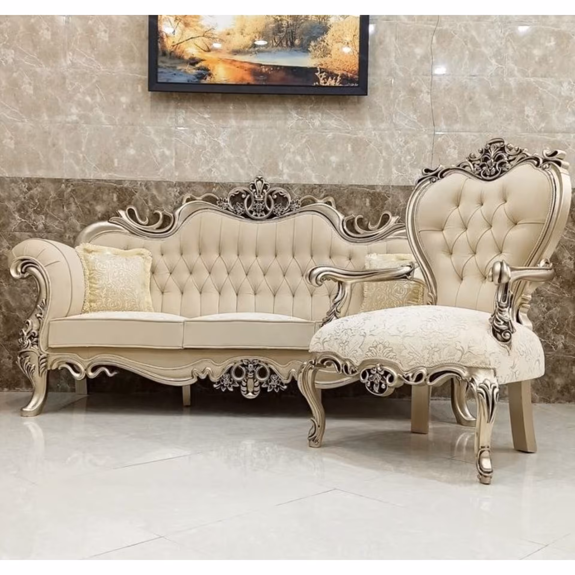 مبلمان مدل افسون نشیمن 7نفره 9نفره کفی فوم سرد رنگ بندی چوب و پارچه به سلیقه مشتری بدون واسطه مستقیم از تولیدی خرید 