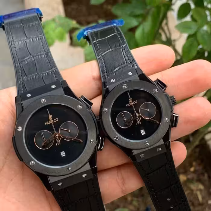 ساعتمچی هابلوت مشکی ست مردانه و زنانه hublot موتور ژاپن