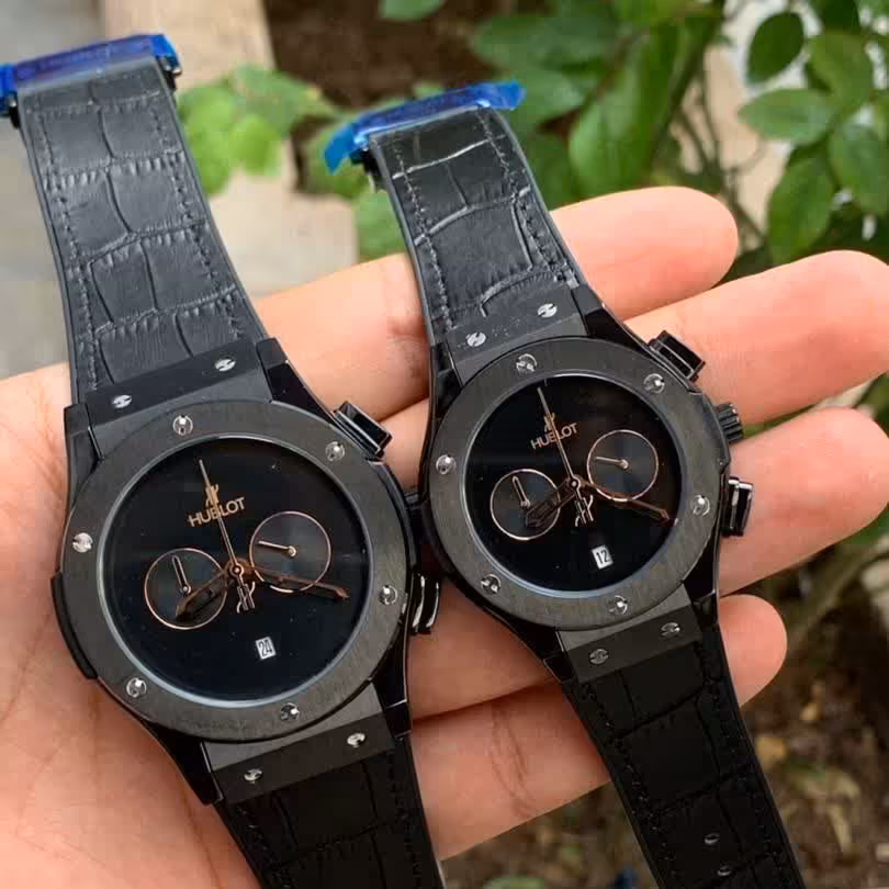 ساعتمچی هابلوت مشکی ست مردانه و زنانه hublot موتور ژاپن