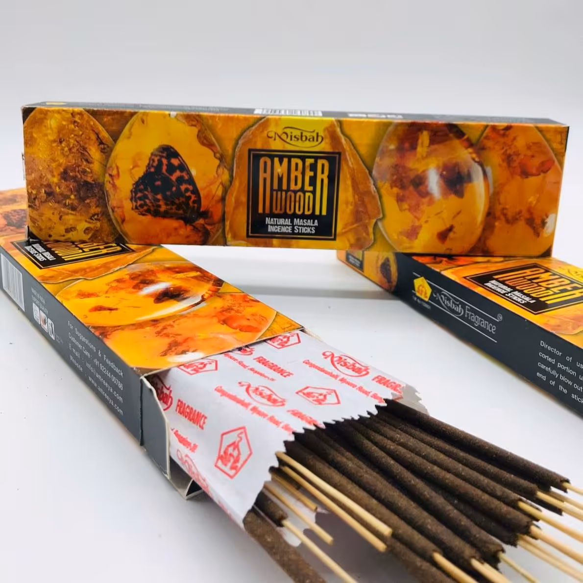 آمبروود/برند میسباح/وزن50 گرم/حدودا 25شاخه/رایحه گرم