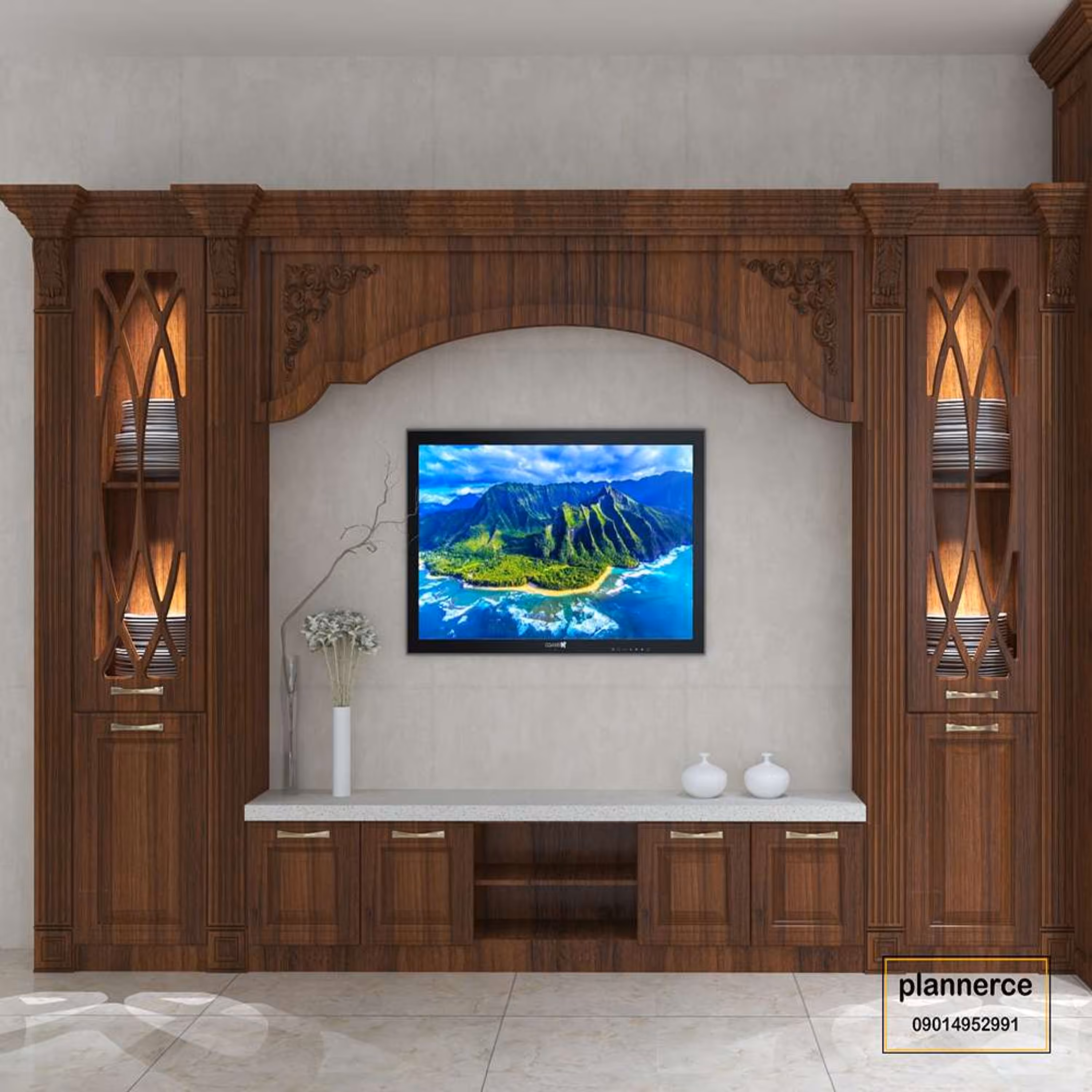 طراحی دکور تلویزیون به سبک کلاسیک زیر 4 متر