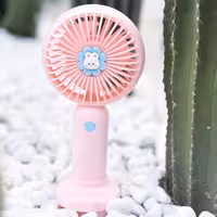 پنکه دستی  و رومیزی شارژی فانتزی طرح خرگوش با نمک  رنگ صورتی