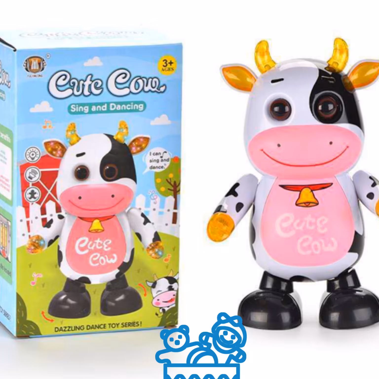 گاورقاص باطری خور موزیکال ورقصنور دار جنس خوب وارداتی ی اسباببازی جالب برای گروه سنی سه سال به بالا