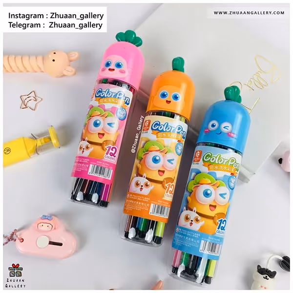 ماژیک رنگ آمیزی 12 رنگ هویج خوشحال