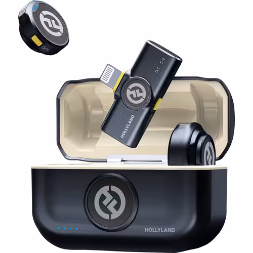 میکروفون بی‌سیم هالی لند Hollyland LARK M2 DUO 2-Person Wireless Microphone System with Lightning Connector (2.4 GHz, Shine Charcoal)