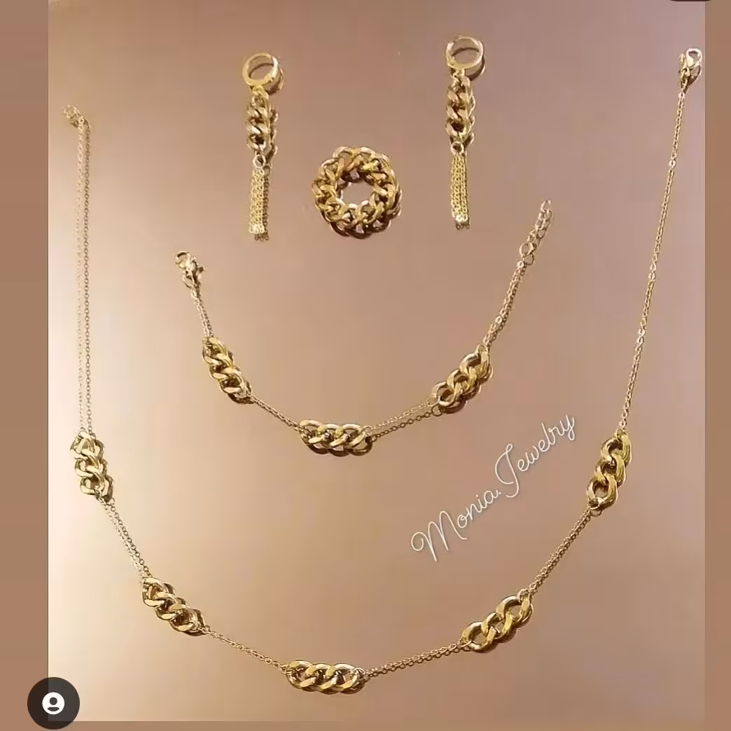 سرویس ترکیب کارتیر تراشدار  و زنجیر استیل رنگ ثابت ضدحساسیت 