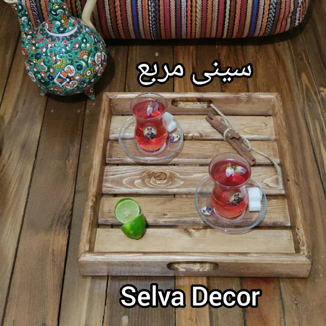 سینی چای مربع چوبی 