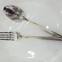 سرویس قاشق چنگال mgs نیم طلایی144پارچه 30نفره استیل خالص