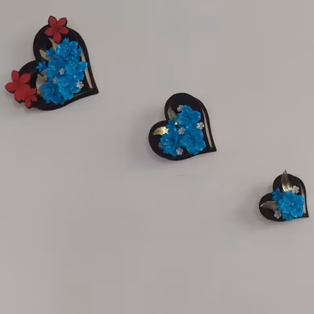 باکس قلبی 3تایی تزیین شده با گل های کریستال