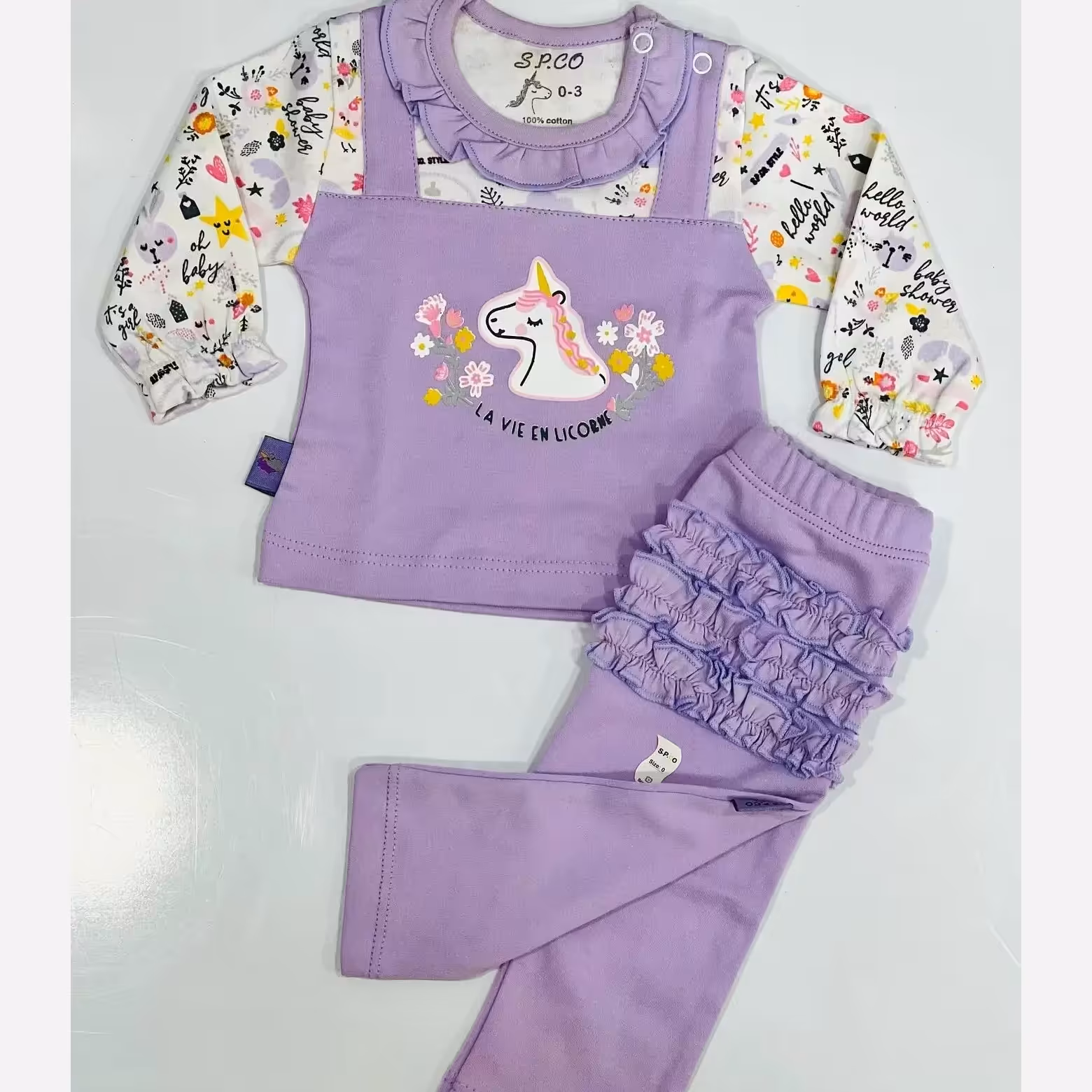 بلوز شلوار نخ پنبه  نوزاد سایز سه 