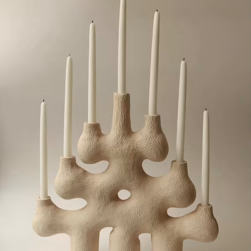 شمعدان 6 شعله دکوراتیو پلی استر رزین