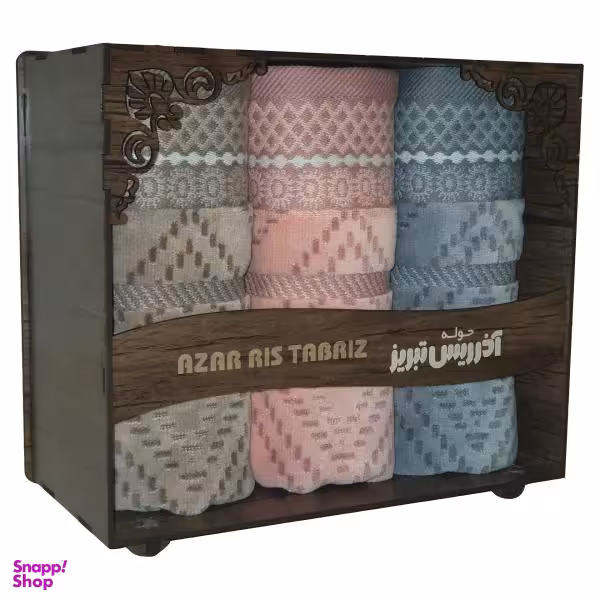 حوله دستی آذرریس تبریز مدل Vina سایز 40x80 سانتیمتر بسته 3 عددی