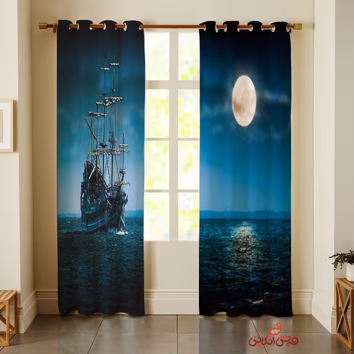 پرده 2عددی سه بعدی طرح ماه و کشتی کد 2654