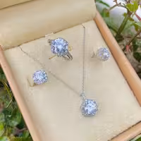 نیمست زنانه نقره با روکش طلا سفید  کد 64