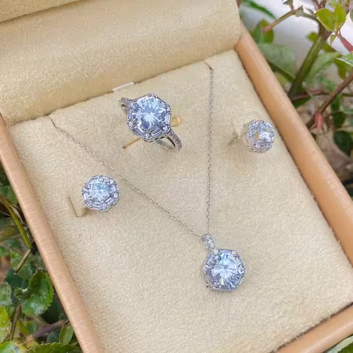 نیمست زنانه نقره با روکش طلا سفید  کد 64