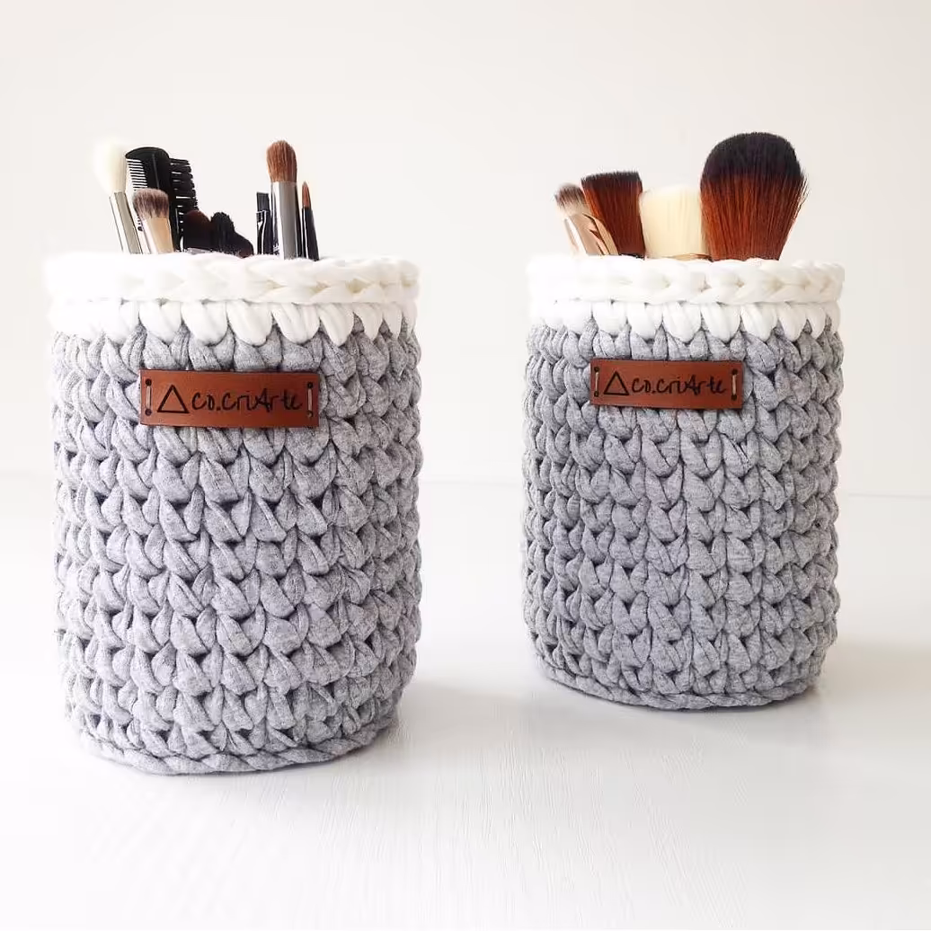 سبد یا باکس نظم دهنده تریکوبافی مناسب لوازم آرایش ست دوتایی خاکستری جابراش جابرسی از غرفه انواع ست تریکو 