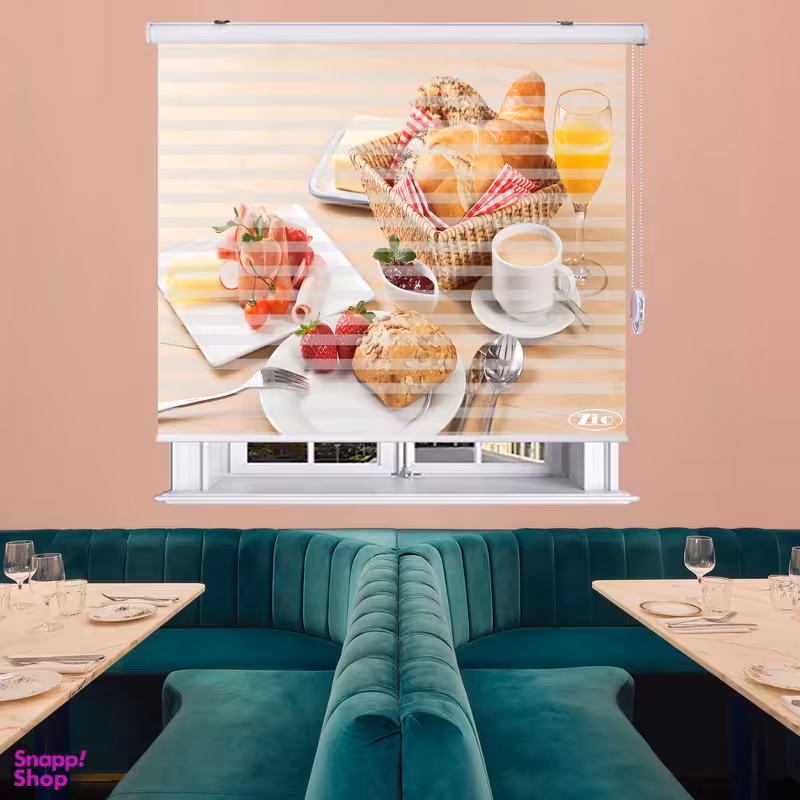 پرده زبرا زیو طرح صبحانه کد B10 سایز 100x280 سانتی متر