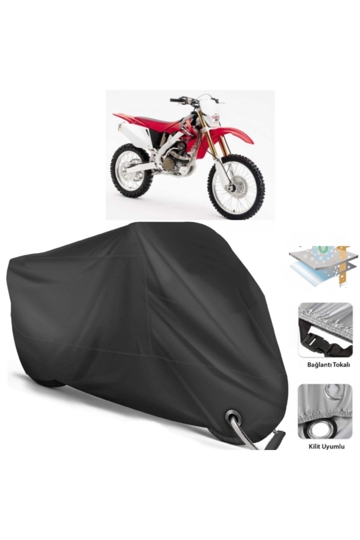 چادر موتورسیکلت مشکی HONDA CRF 250 X MOTORCYCLE TARKET اتصال قفل سازگار SHEL CoverPlus