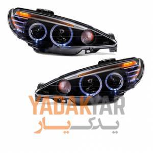 چراغ اسپرت پژو 206 جلو جفت نئون طرح BMW
