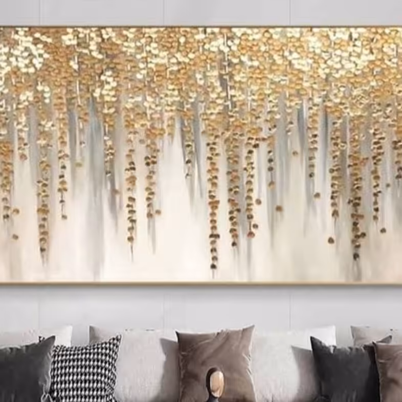 تابلو دکوراتیو برجسته ی  کارشده با ورق طلا 