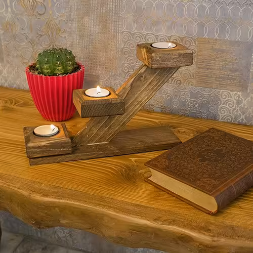 جا شمعی چوبی پله ای