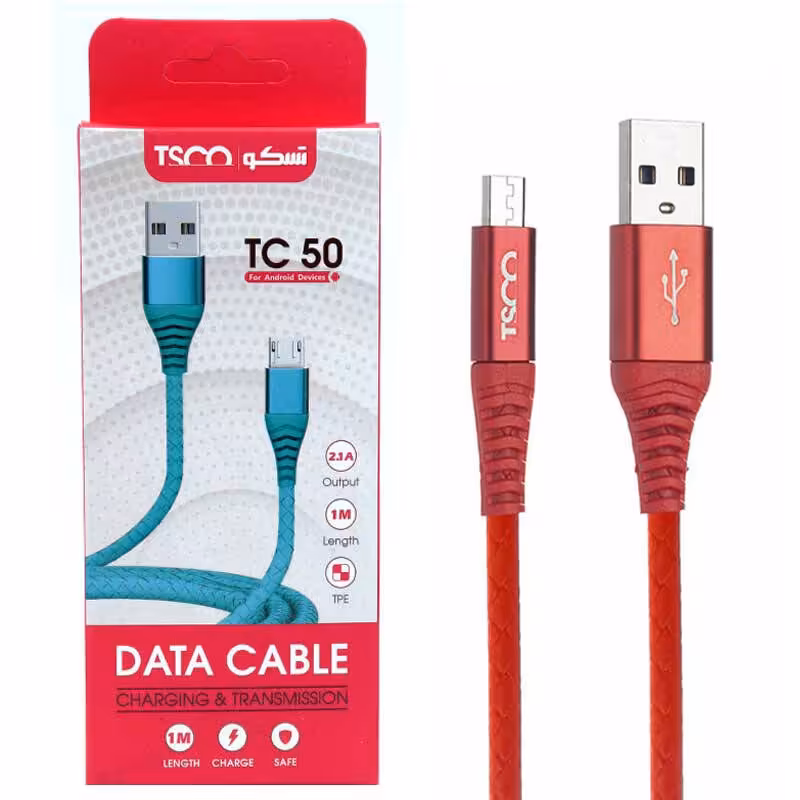 کابل میکرو یو اس بی TSCO TC 50 2.1A 1m