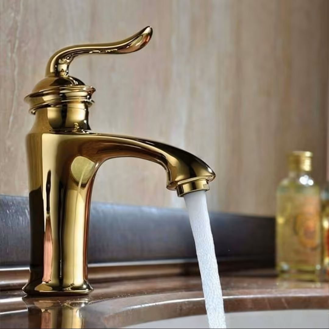 شیر روشویی  اهرمی تک رستاک مدل آرسن طلایی(ارسال رایگان)