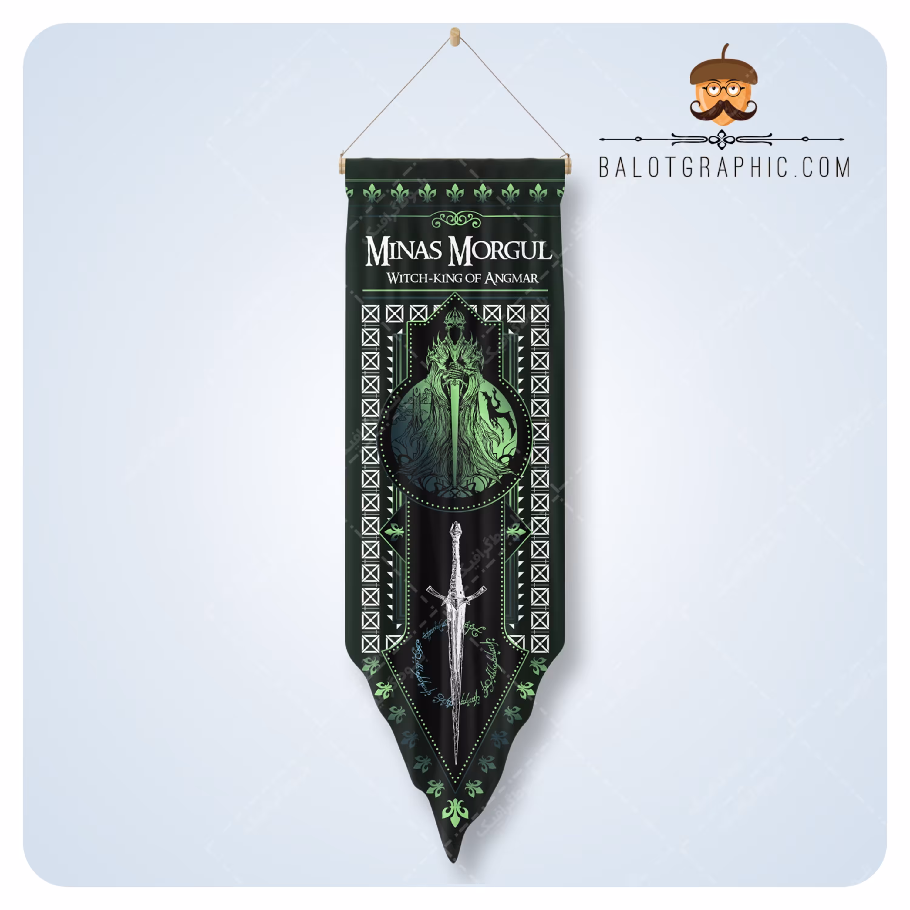 پرچم دیواری طرح ارباب حلقه ها سایز 100-30 BP011