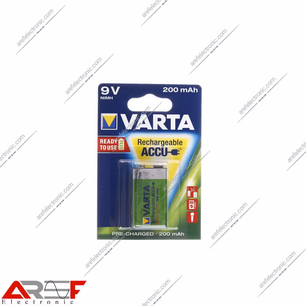 باتری کتابی 9V قابل شارژ 200mAH وارتا - فروشگاه عارف الکترونیک