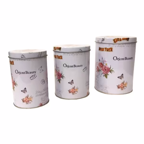 جعبه فلزی استوانه طرح رز مجموعه 3 عددی
