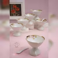 بستنی و انار خوری مدل نگارستان با پایه چینی با قاشقک