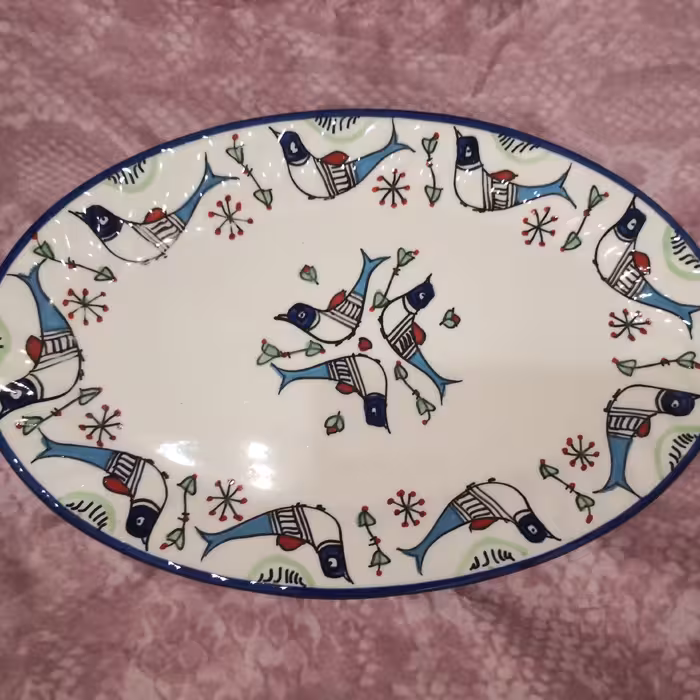 جاقاشقی سرامیکی میبدی طرح مرغی، لعابی قابل استفاده قابل شستشو و زیبا