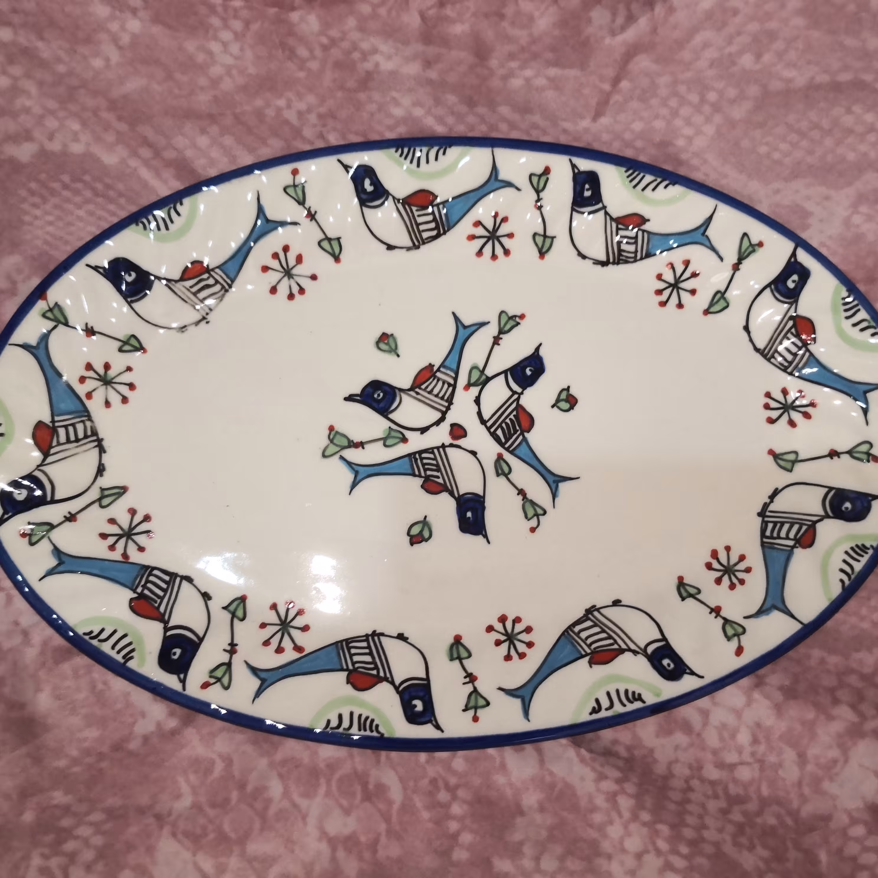 جاقاشقی سرامیکی میبدی طرح مرغی، لعابی قابل استفاده قابل شستشو و زیبا