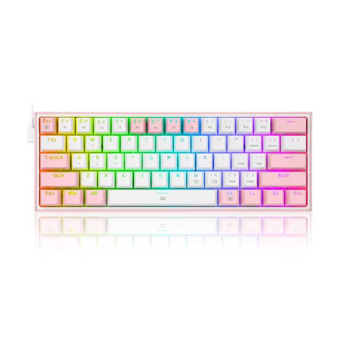 کیبورد مخصوص بازی ردراگون مدل REDRAGON Fizz pro K616 pink and white
