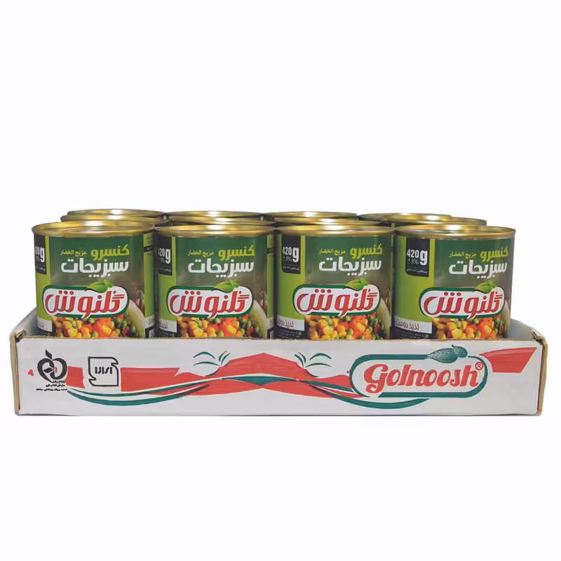 کنسرو مخلوط سبزیجات گلنوش - 420 گرم بسته 12 عددی