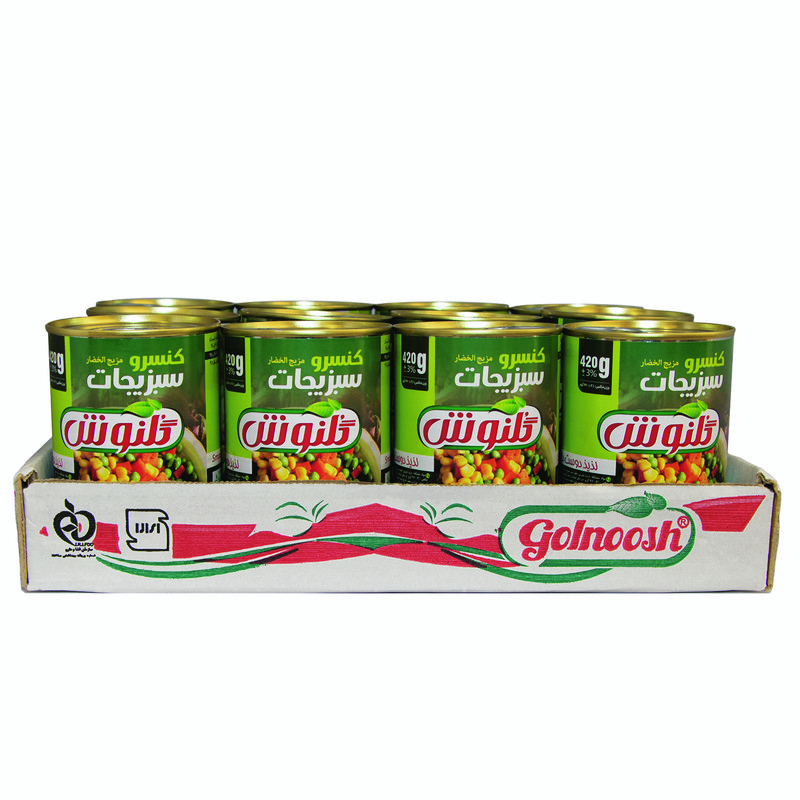 کنسرو مخلوط سبزیجات گلنوش - 420 گرم بسته 12 عددی