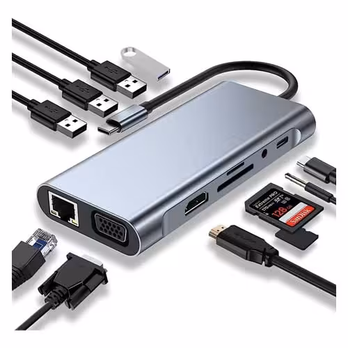 مبدل و هاب 11 کاره USB Type-C ای فور تک