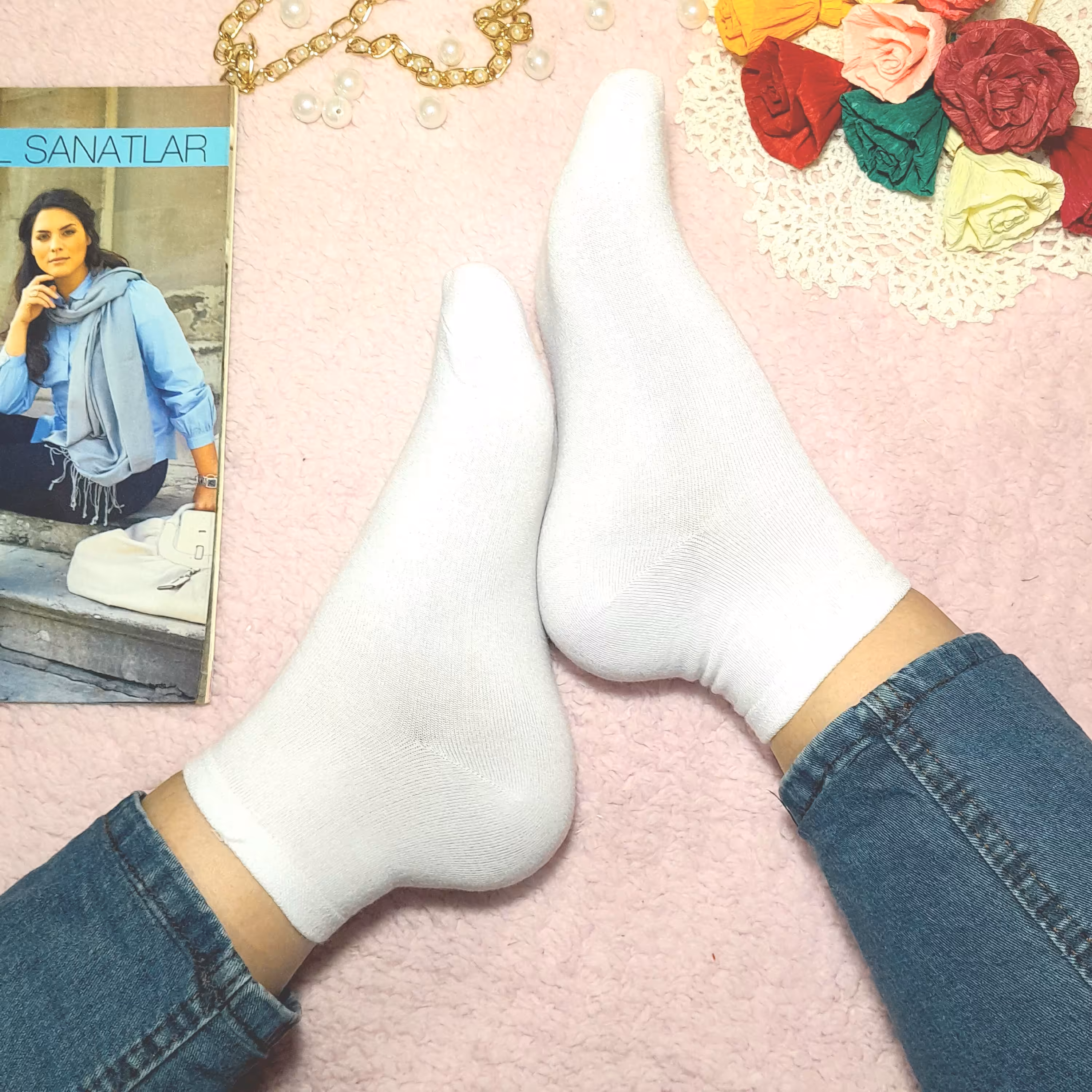 جوراب نیم ساق ساده زنانه دخترانه سرمه ای مشکی طوسی ابری