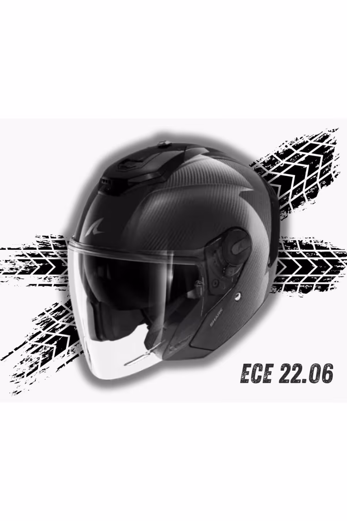 کلاه کاسکت موتورسیکلت مشکی دامنه باز صفحه کربن Rs شارک Shark