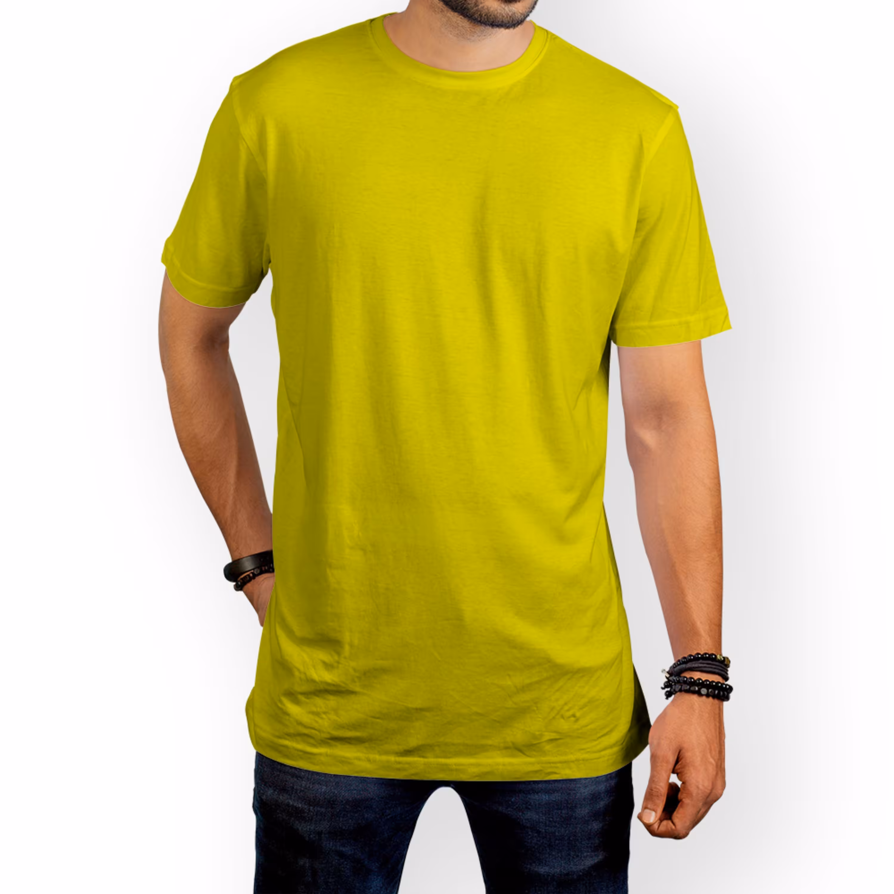 تیشرت نخی آریوس زرد آستین کوتاه مردانه (دارای سایزبندی)