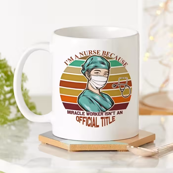 ماگ پرستار (لیوان) کد 9 مخصوص هدیه روز پرستار از جنس سرامیک با کیفیت درجه یک و رنگ سفید